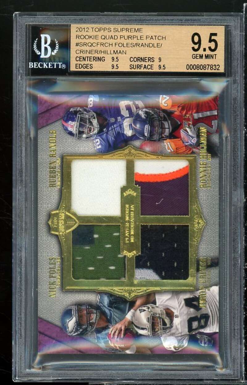 Nick Foles Rookie 2012 Topps Supreme Rookie Quad Purple Patch (2/5) #CH BGS 9.5 Image 1