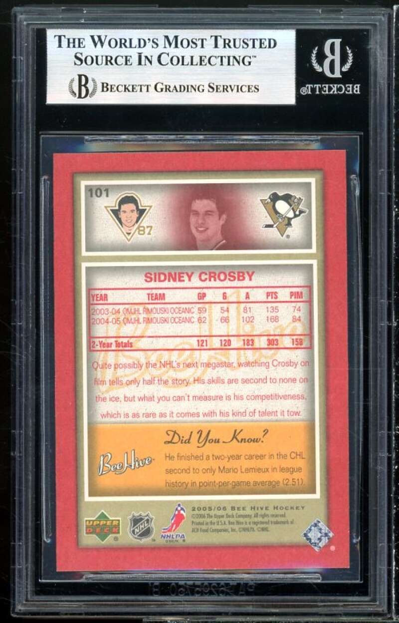 Sidney Crosby Rookie Card 2005-06 Beehive Red #101 BGS 9 (9 9 9 9.5) Image 2