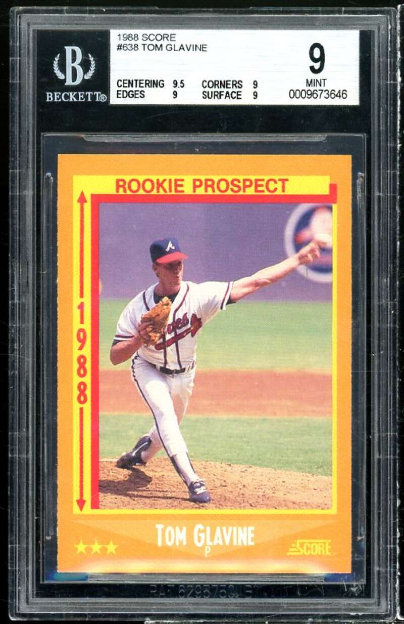 Tom Glavine Rookie Card 1988 Score #638 BGS 9 (9.5 9 9 9) Image 1