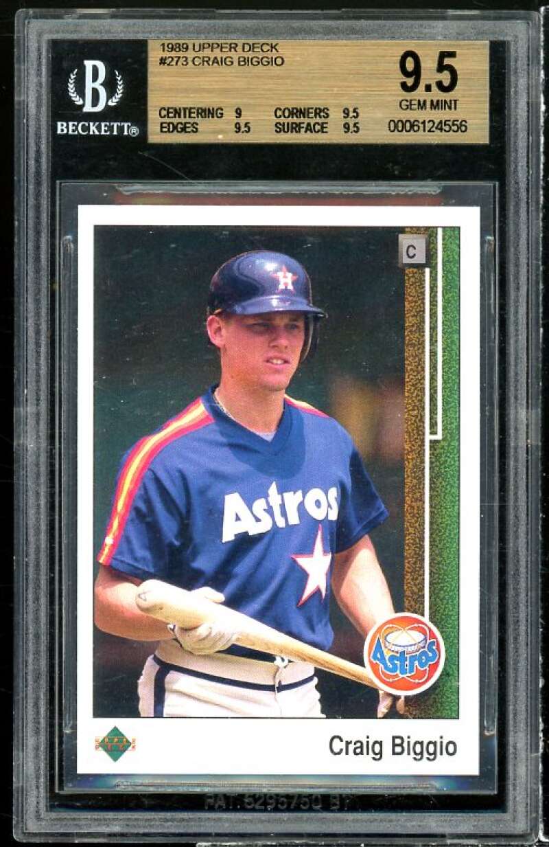 Craig Biggio Rookie Card 1989 Upper Deck #273 BGS 9.5 (9 9.5 9.5 9.5) Image 1