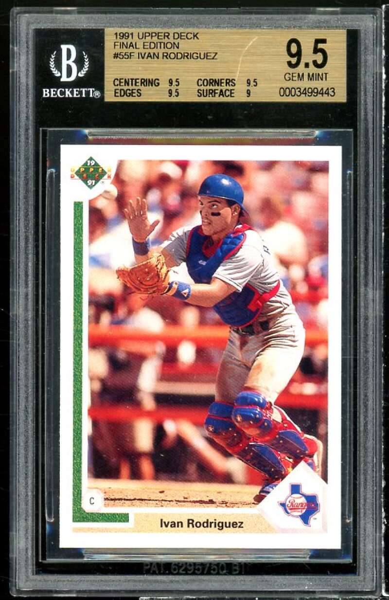 Ivan Rodriguez Rookie 1991 Upper Deck Final Edition #55F BGS 9.5 (9.5 9.5 9.5 9) Image 1