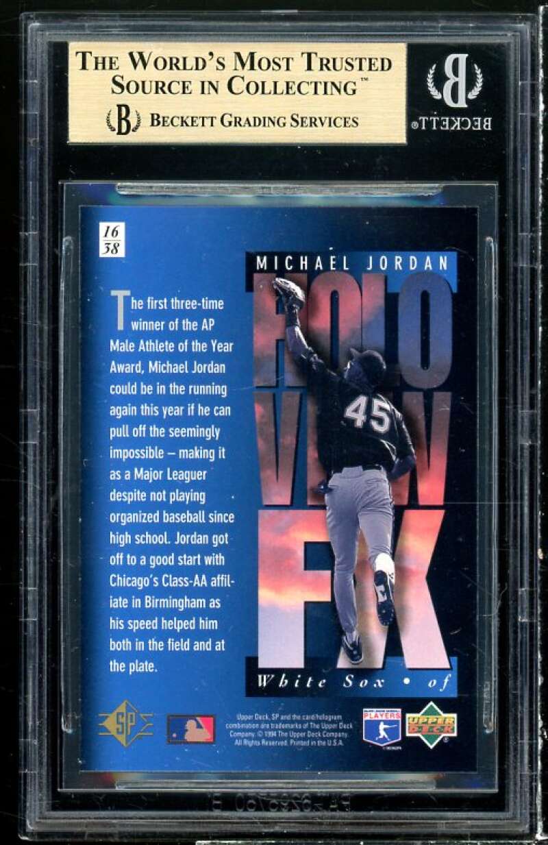 Michael Jordan Baseball Rookie Card 1994 SP Holoview #16 (pop 24) BGS 9.5 Image 2