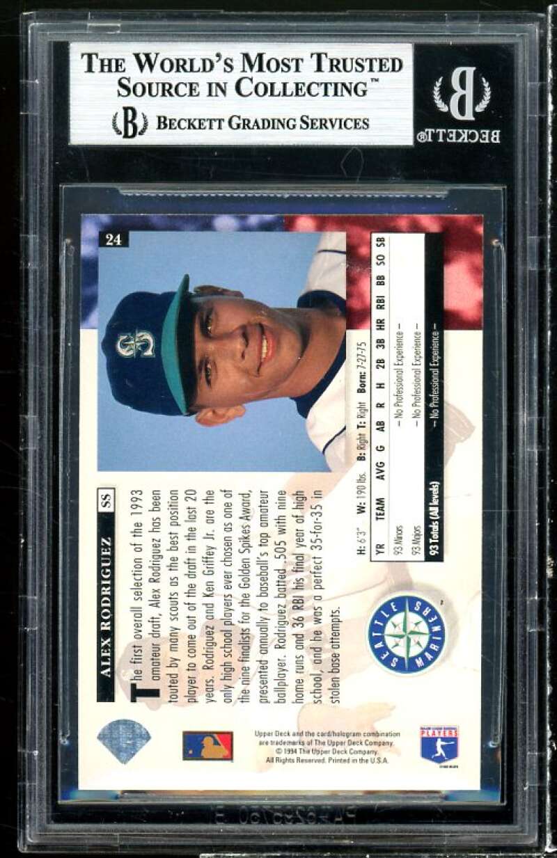 Alex Rodriguez Rookie Card 1994 Upper Deck Electric #24 BGS 8.5 (9.5 8.5 8.5 9) Image 2