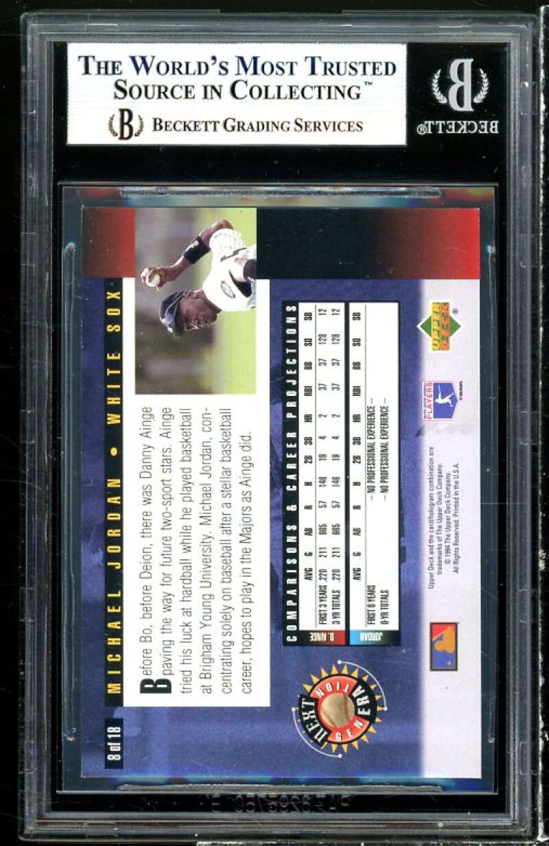 Michael Jordan Baseball Rookie 1994 UD Next Generation #8 BGS 9 (9.5 9 9 8.5) Image 2