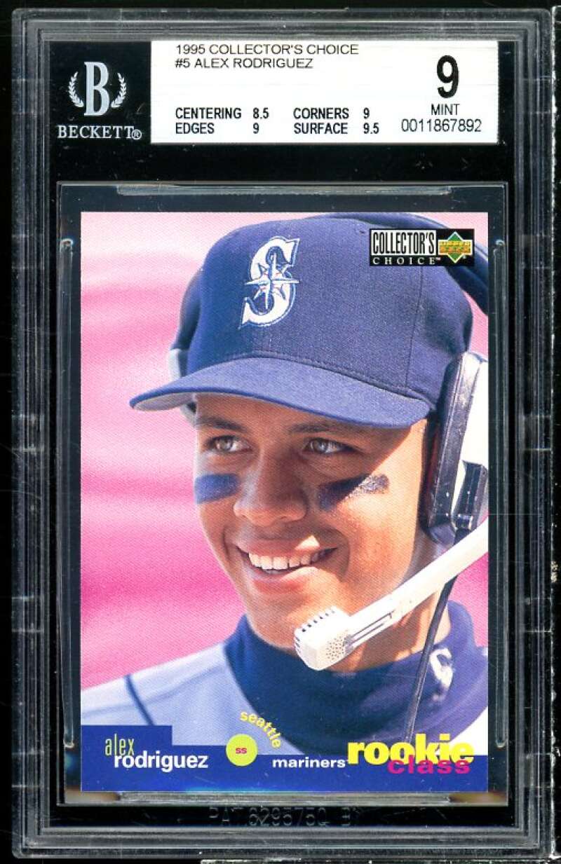 Alex Rodriguez Rookie Card 1995 Collector's Choice #5 BGS 9 (8.5 9 9 9.5) Image 1