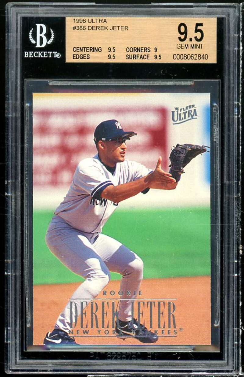 Derek Jeter Rookie Card 1996 Ultra #386 BGS (pop 15) 9.5 (9.5 9 9.5 9.5) Image 1