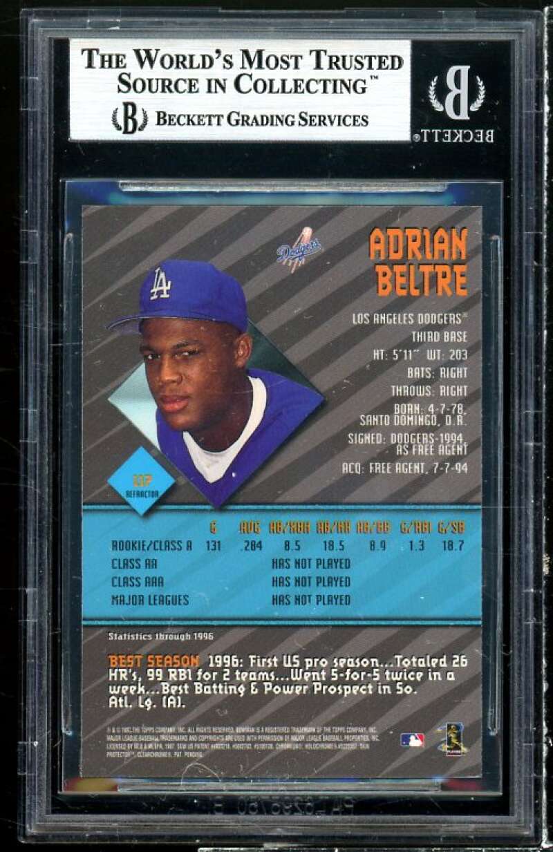 Adrian Beltre Rookie Card 1997 Bowman's Best Refractors #117 BGS 9 (9.5 8.5 9 9) Image 2