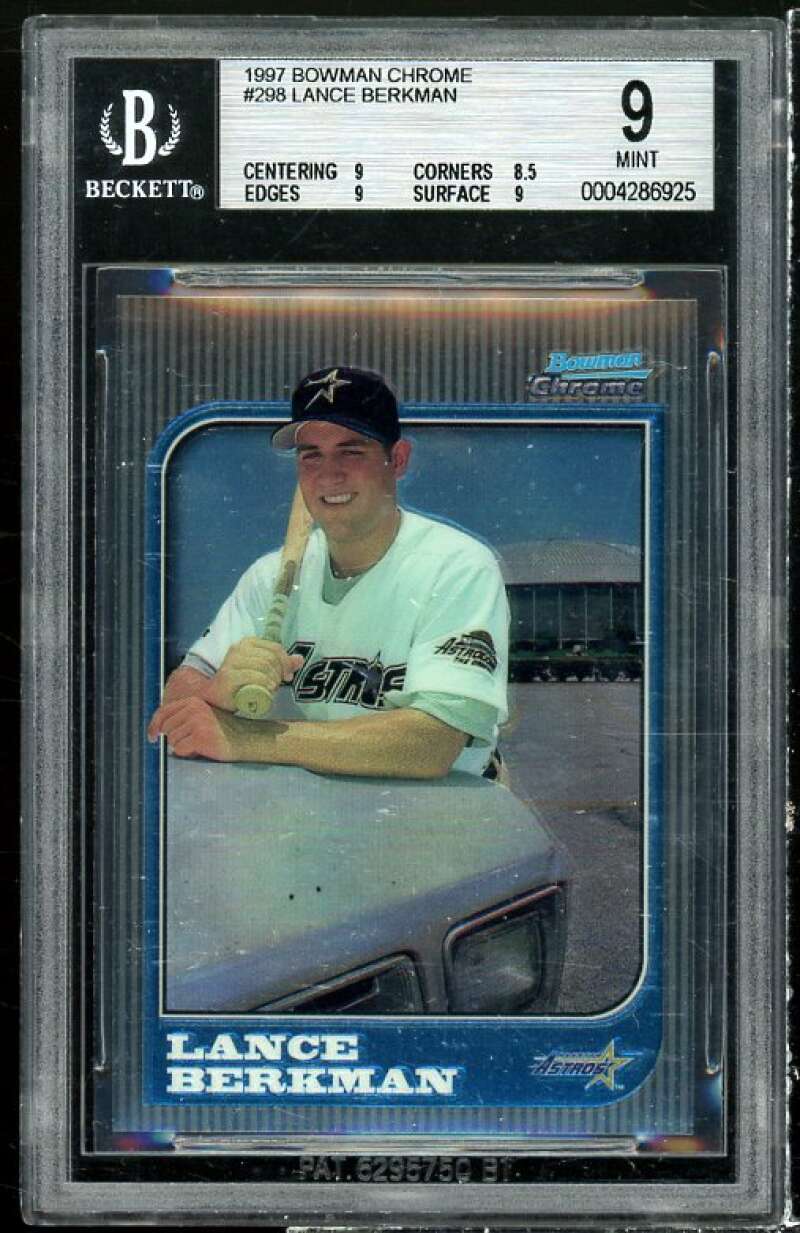 Lance Berkman Rookie Card 1997 Bowman Chrome #298 BGS 9 (9 8.5 9 9) Image 1