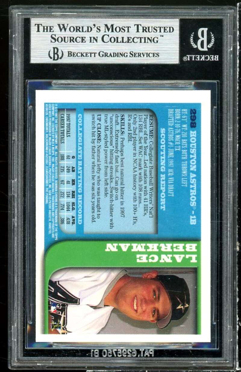 Lance Berkman Rookie Card 1997 Bowman Chrome #298 BGS 9 (9 8.5 9 9) Image 2