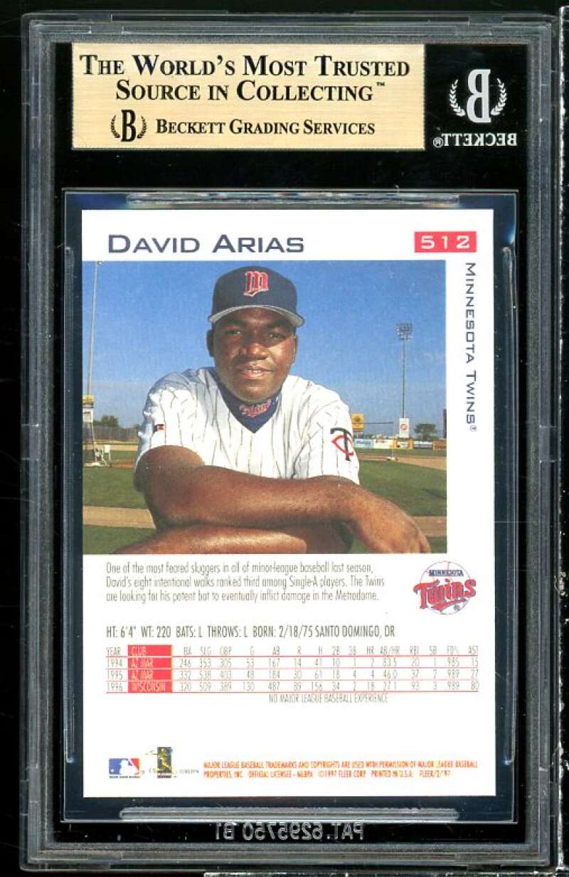 David Ortiz Rookie Card 1997 Fleer #512 (PRISTINE) BGS 10 Image 2