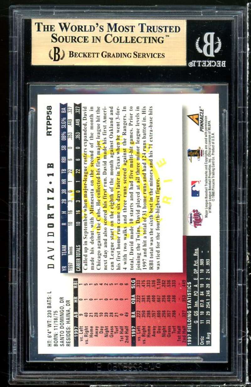 David Ortiz Rookie 1998 Score Rookie Traded Showcase Series #58 (pop 2) BGS 9.5 Image 2