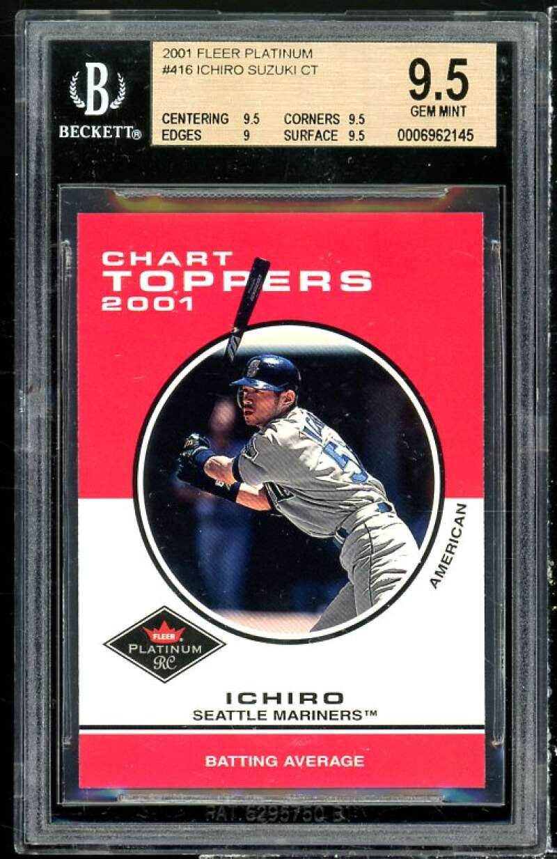 Ichiro Suzuki Rookie 2001 Fleer Platinum #416 BGS (pop 11) 9.5 (9.5 9.5 9 9.5) Image 1