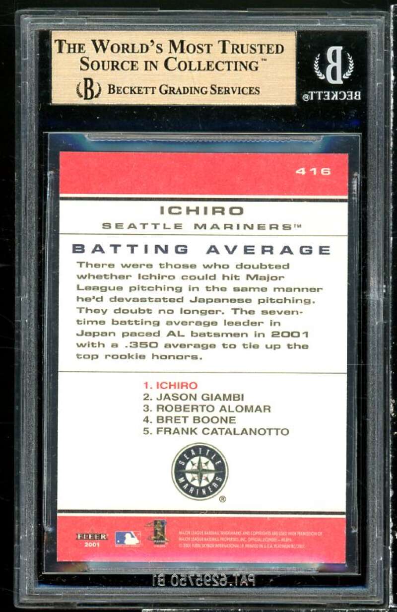 Ichiro Suzuki Rookie 2001 Fleer Platinum #416 BGS (pop 11) 9.5 (9.5 9.5 9 9.5) Image 2