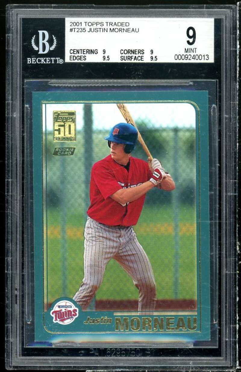 Justin Morneau Rookie Card 2001 Topps Traded #T235 BGS 9 (9 9 9.5 9.5) Image 1