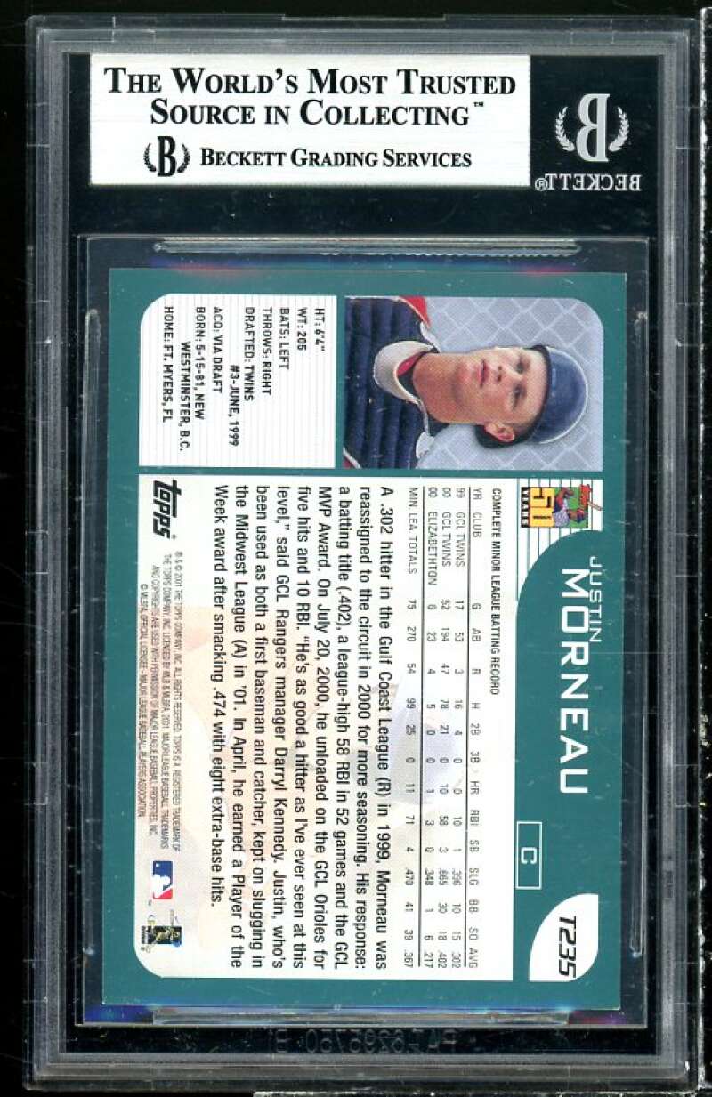 Justin Morneau Rookie Card 2001 Topps Traded #T235 BGS 9 (9 9 9.5 9.5) Image 2