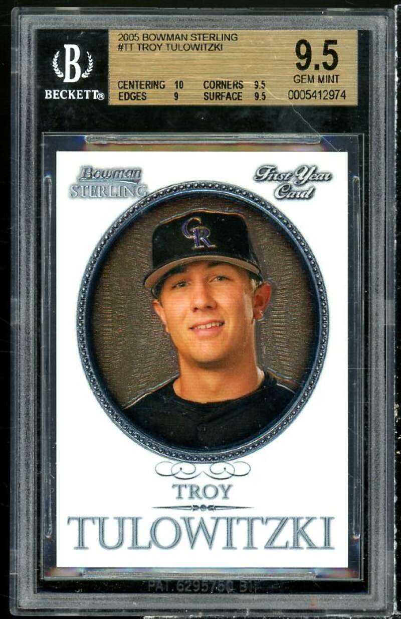 Troy Tulowitzki Rookie Card 2005 Bowman Sterling #TT BGS 9.5 (10 9.5 9 9.5) Image 1