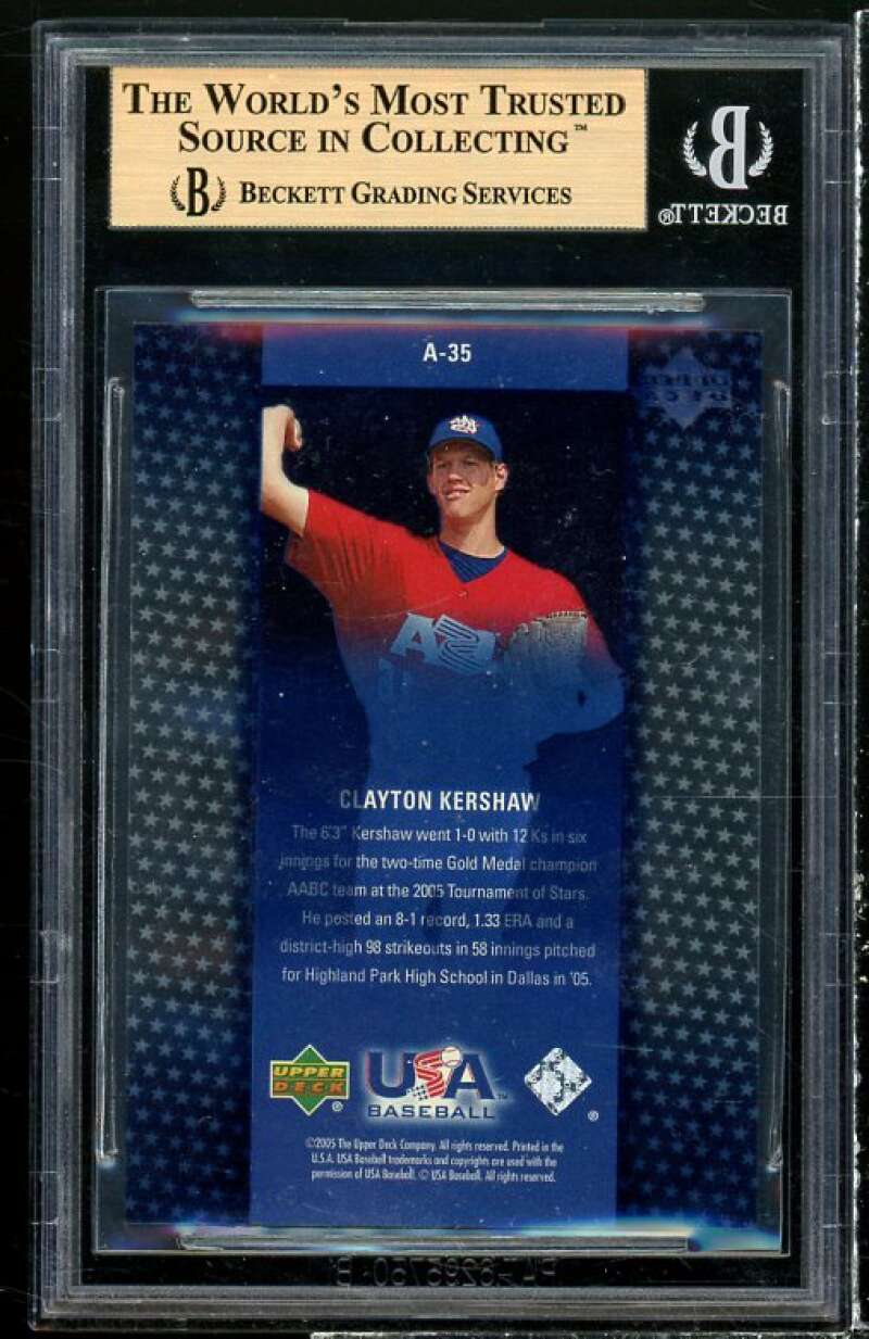 Clayton Kershaw Rookie 2005-06 USA Vision Future #35 (pop 5) (PRISTINE) BGS 10 Image 2