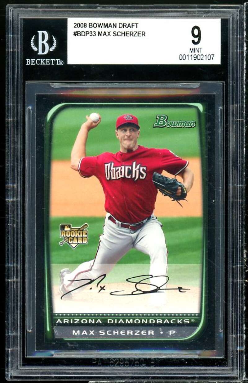 Max Scherzer Rookie Card 2008 Bowman Draft #BDP33 BGS 9 Image 1