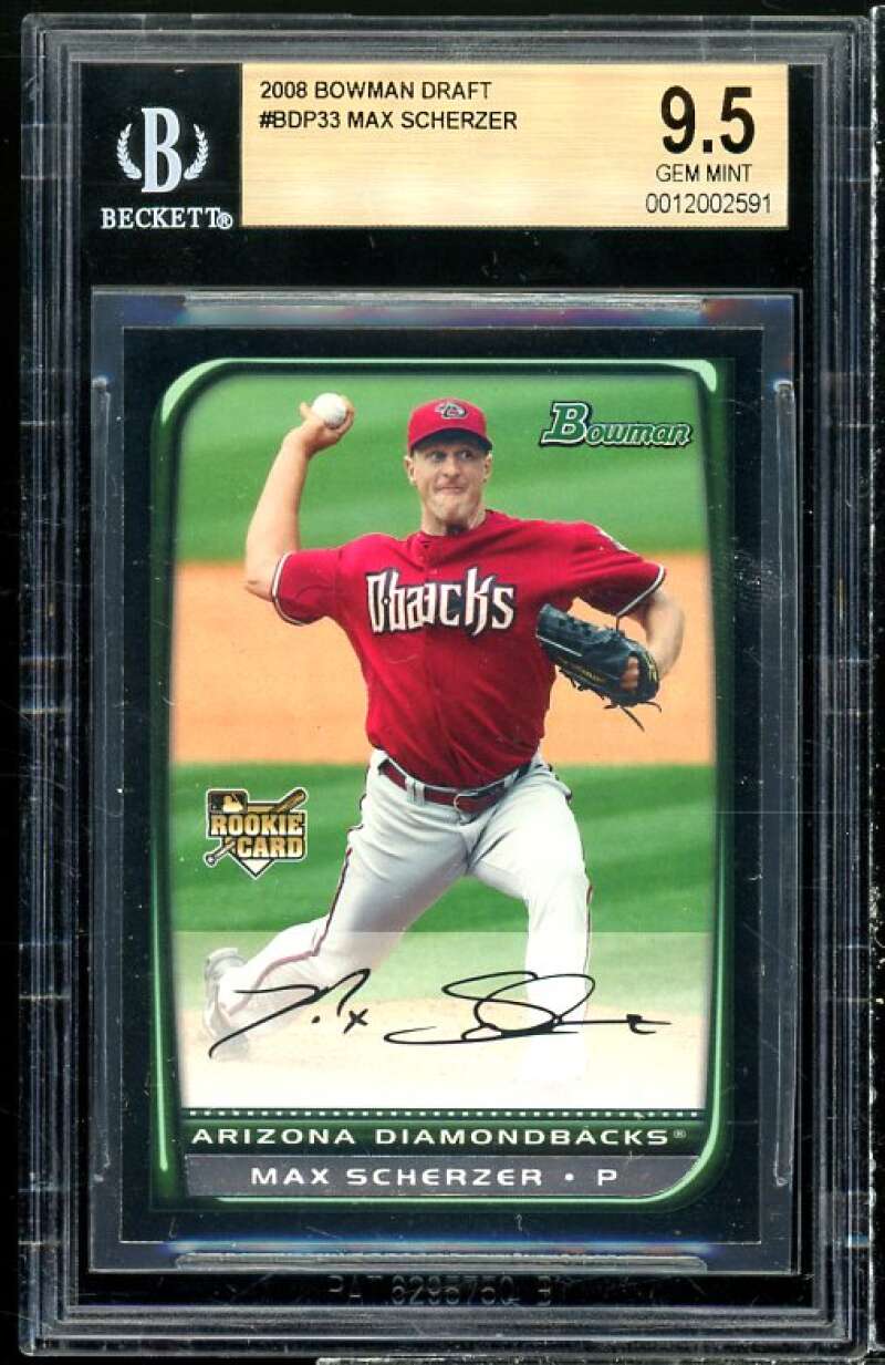 Max Scherzer Rookie Card 2008 Bowman Draft #BDP33 BGS 9.5 Image 1