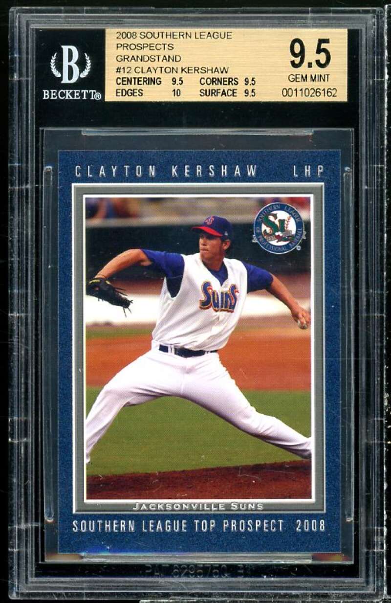 Clayton Kershaw Rookie 2008 Southern League #12 (pop 3) BGS 9.5 (9.5 9.5 10 9.5) Image 1