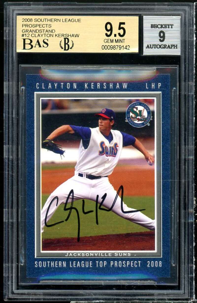 Clayton Kershaw Rookie 2008 Southern League #12 BGS 9.5 (9.5 9.5 9.5 10) AUTO 9 Image 1