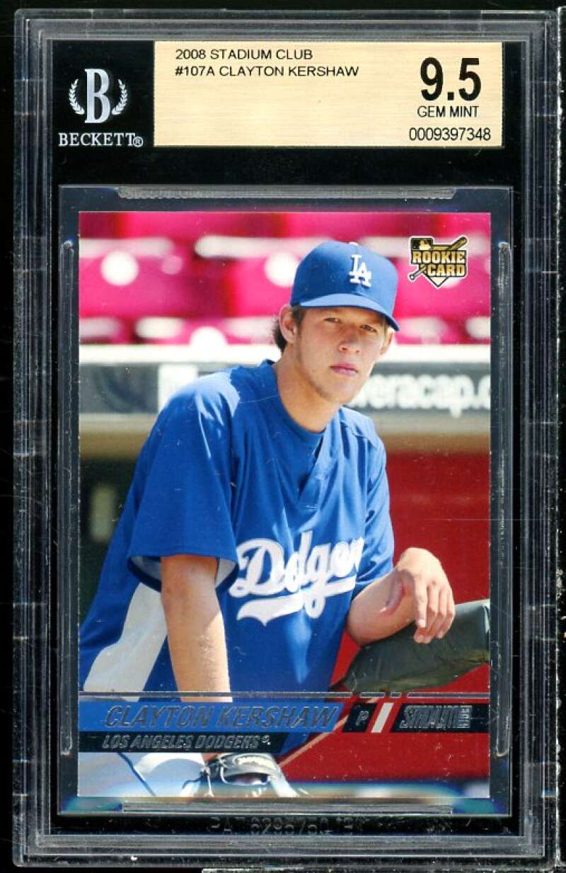 Clayton Kershaw Rookie Card 2008 Stadium Club #107A BGS 9.5 Image 1