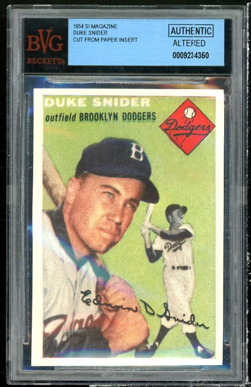 Duke Snider Card 1954 SI Magazine Cut From Paper Insert BGS Authentic Image 1