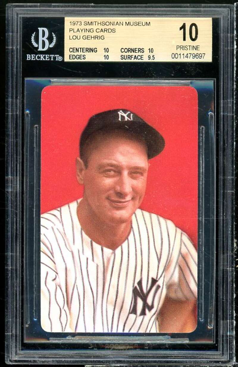 Lou Gehrig Card 1973 Smithsonian Museum Playing Cards #KD (PRISTINE) BGS 10 Image 1