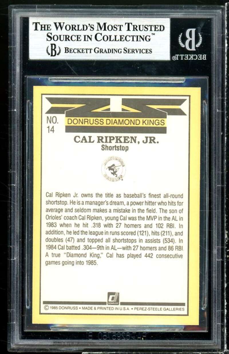 Cal Ripken Jr. Card 1985 Donruss DK #14 BGS Authentic Autograph Image 2