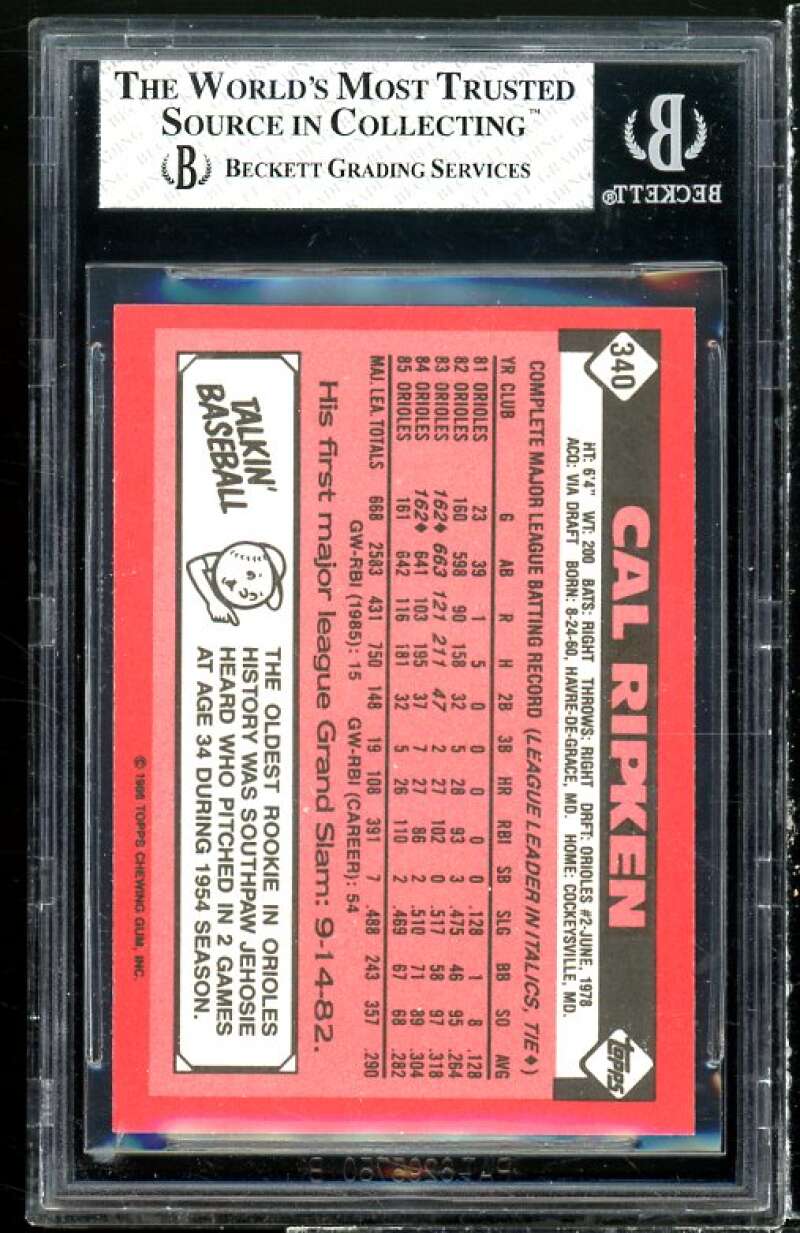 Cal Ripken Jr. Card 1986 Topps Topps Tiffany #340 BGS 8 Image 2