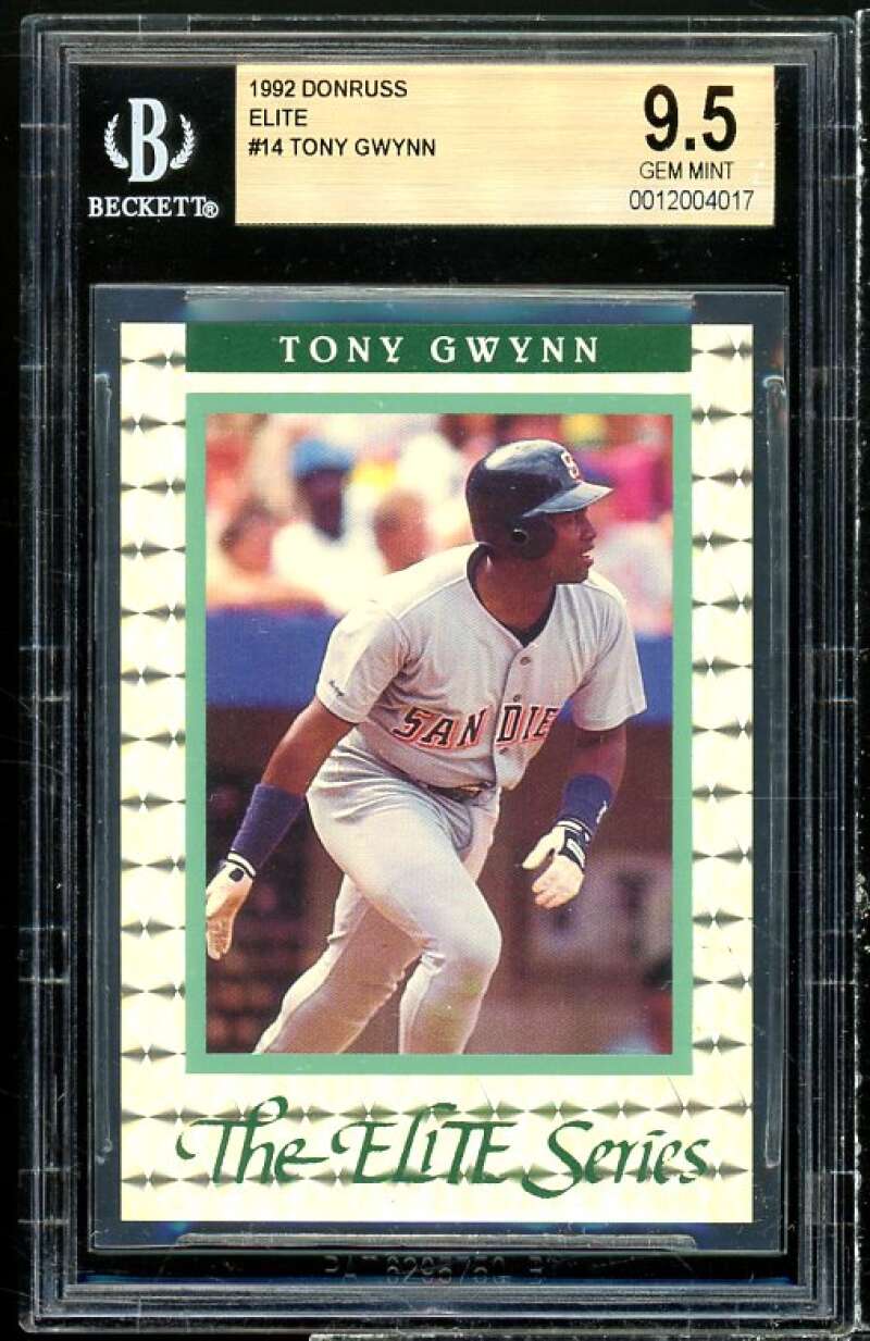 Tony Gwynn Card 1992 Donruss Elite #14 BGS 9.5 Image 1