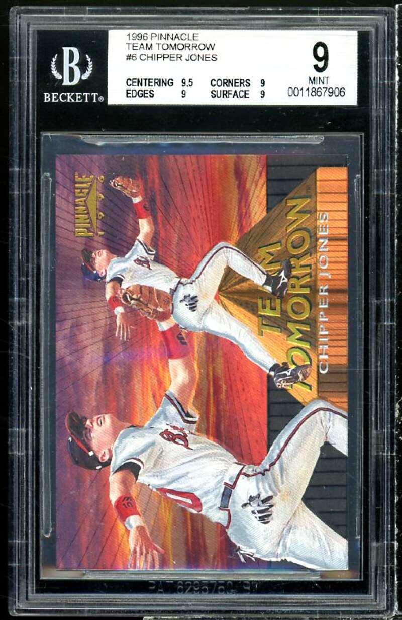 Chipper Jones Card 1996 Pinnacle Team Tomorrow #6 (pop 2) BGS 9 (9.5 9 9 9) Image 1