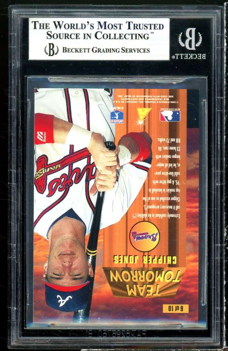 Chipper Jones Card 1996 Pinnacle Team Tomorrow #6 (pop 2) BGS 9 (9.5 9 9 9) Image 2