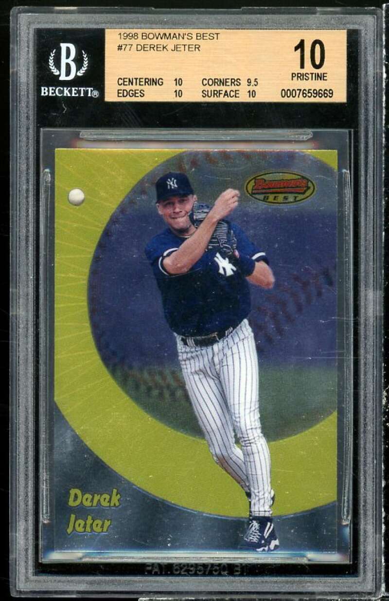 Derek Jeter Card 1998 Bowman's Best #77 (pop 5) (PRISTINE) BGS 10 Image 1