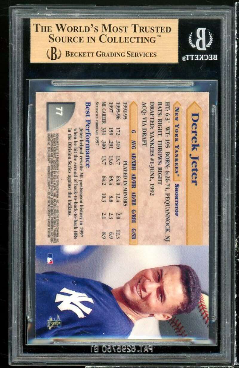 Derek Jeter Card 1998 Bowman's Best #77 (pop 5) (PRISTINE) BGS 10 Image 2