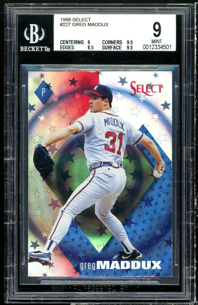 Greg Maddux Card 1998 Select Quasar #227 (pop 2) BGS 9 (9 9.5 8.5 9.5) Image 1