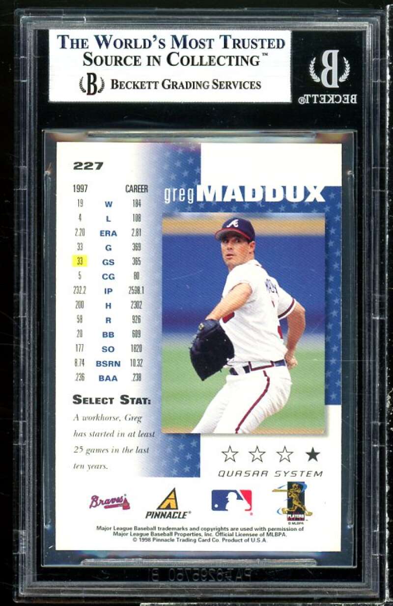 Greg Maddux Card 1998 Select Quasar #227 (pop 2) BGS 9 (9 9.5 8.5 9.5) Image 2