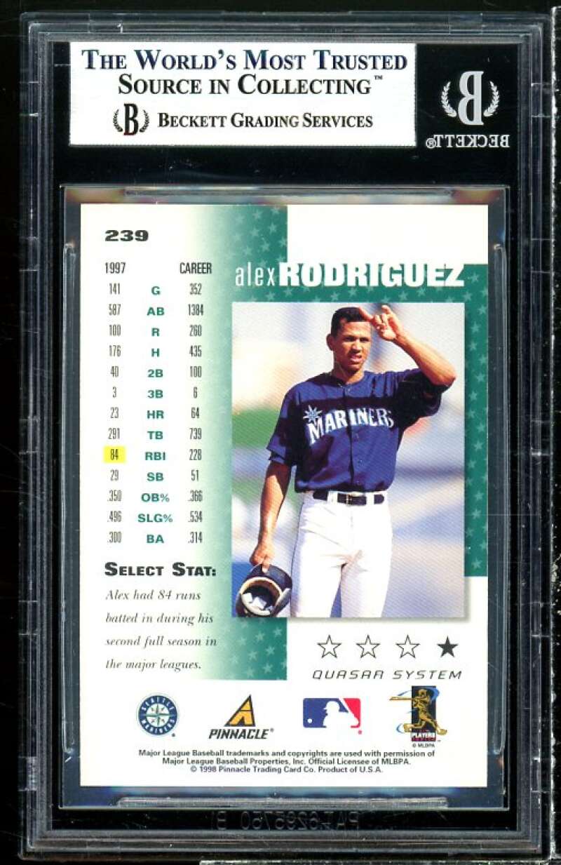 Alex Rodriguez Card 1998 Select Quasar #239 (pop 1) BGS 9 (9 9.5 8.5 9.5) Image 2