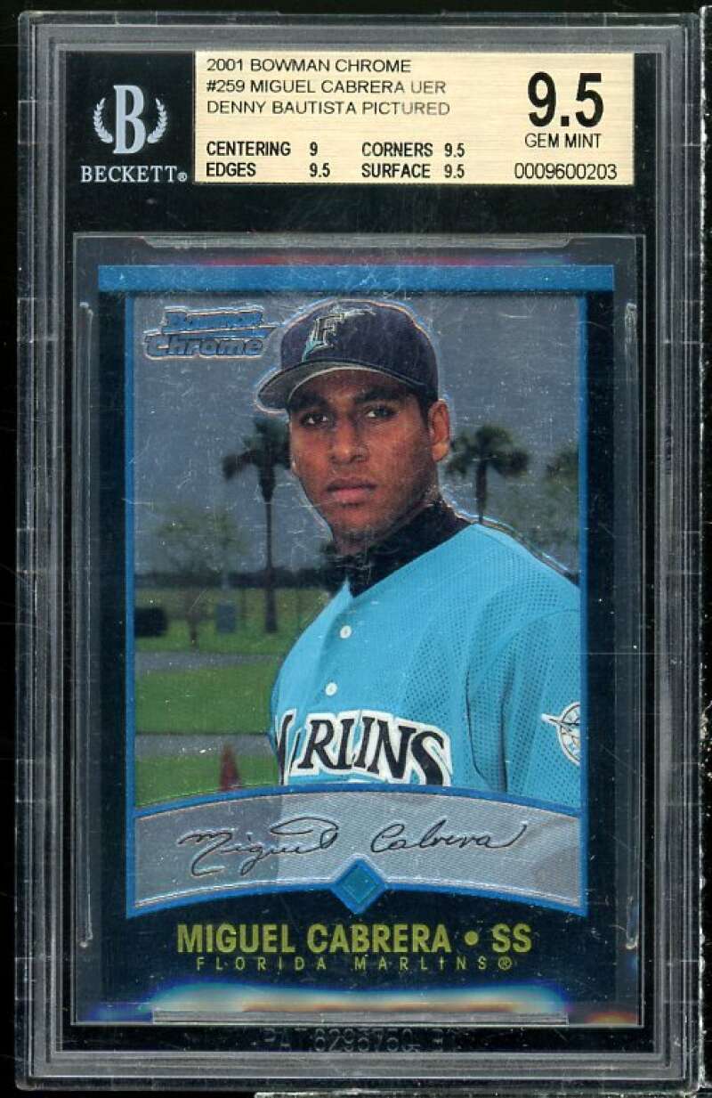 Miguel Cabrera Card 2001 Bowman Chrome #259 BGS 9.5 (9 9.5 9.5 9.5) Image 1