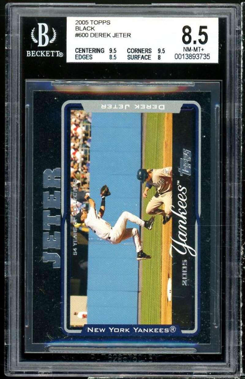 Derek Jeter Card 2005 Topps black #600 (pop 1) BGS 8.5 (9.5 9.5 8.5 8) Image 1