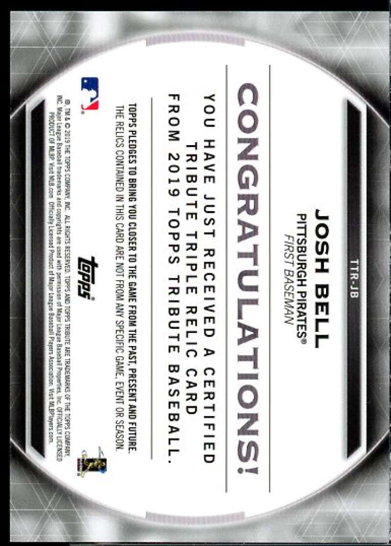 Josh Bell Card 2019 Topps Tribute Triple Relics #TTRJB  Image 2