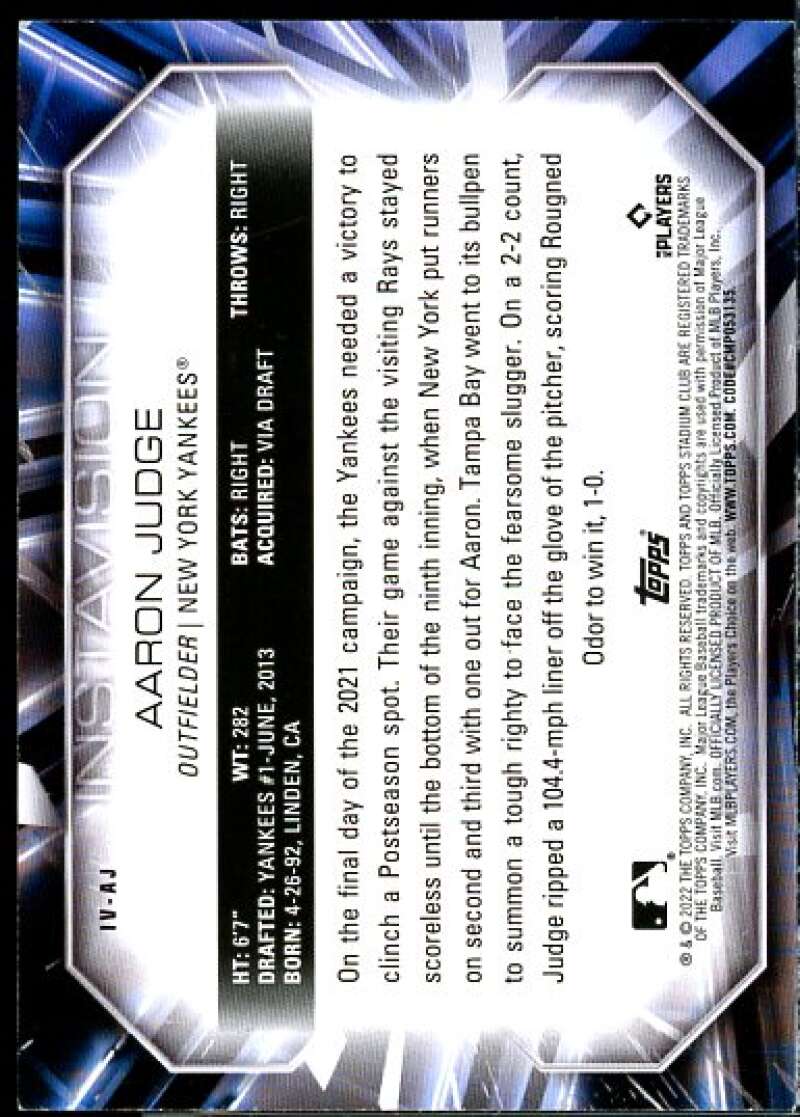 Aaron Judge Card 2022 Stadium Club Instavision #IVAJ  Image 2