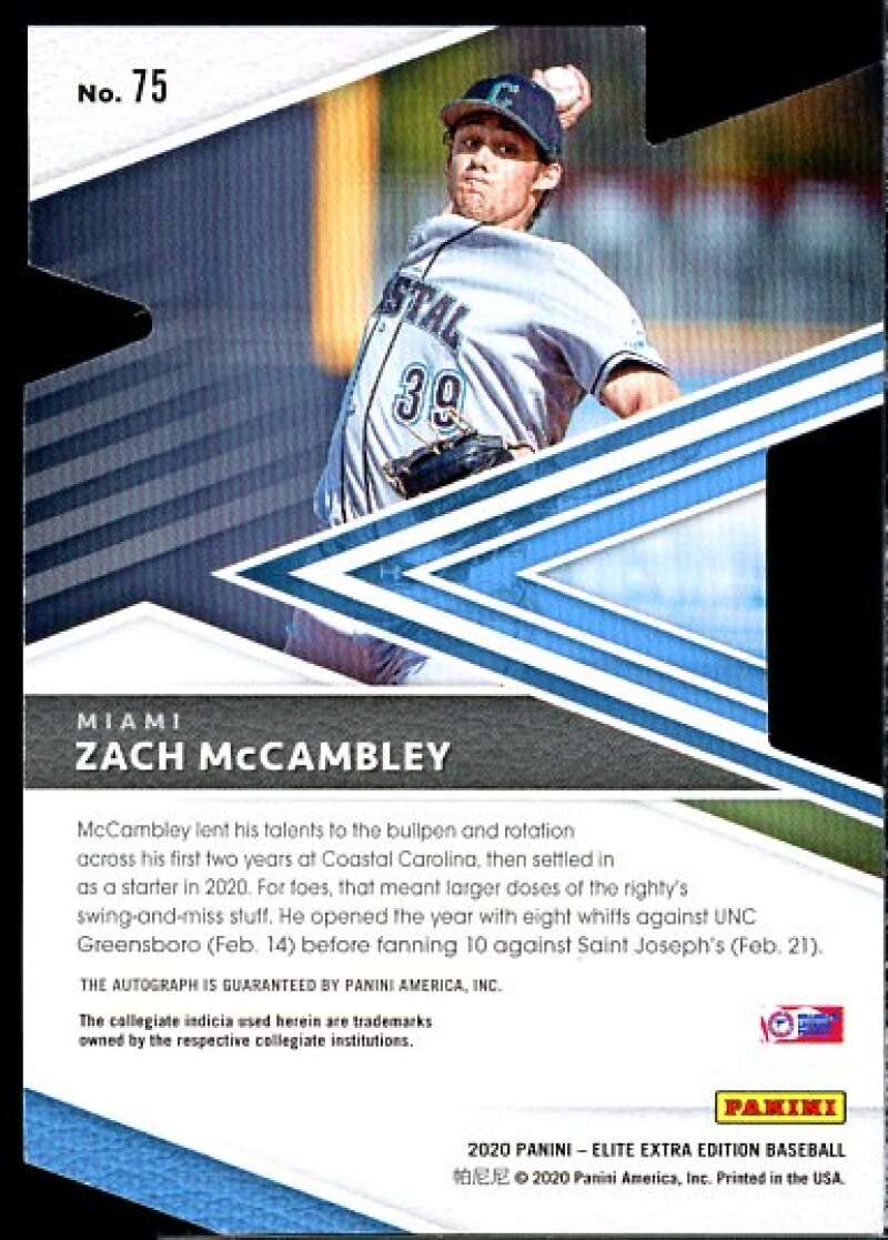 Zach McCambley 2020 Elite Extra Edition Signatures Aspirations Die Cut Gold #75  Image 2