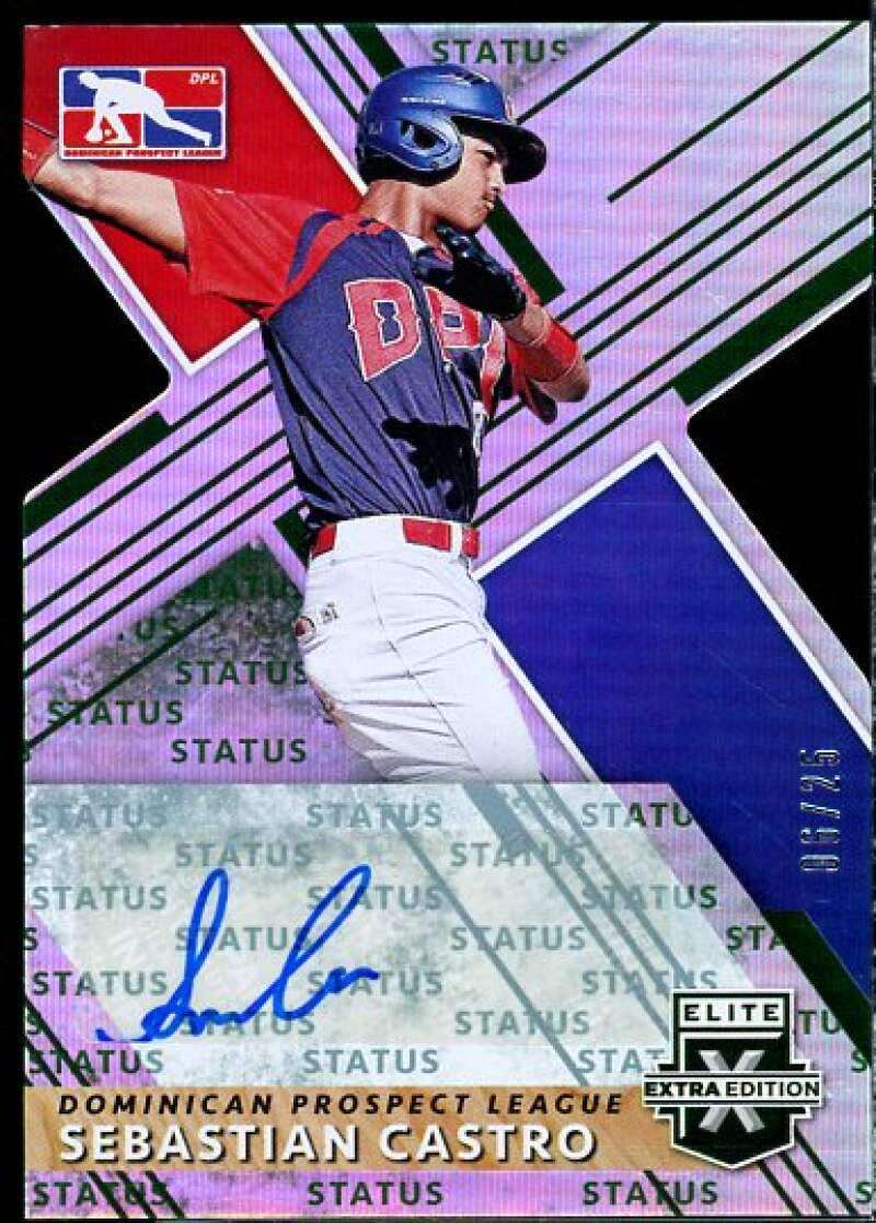 Sebastian Castro 2019 Elite Extra Edition Autographs Statu Die Cut Emerald #213  Image 1