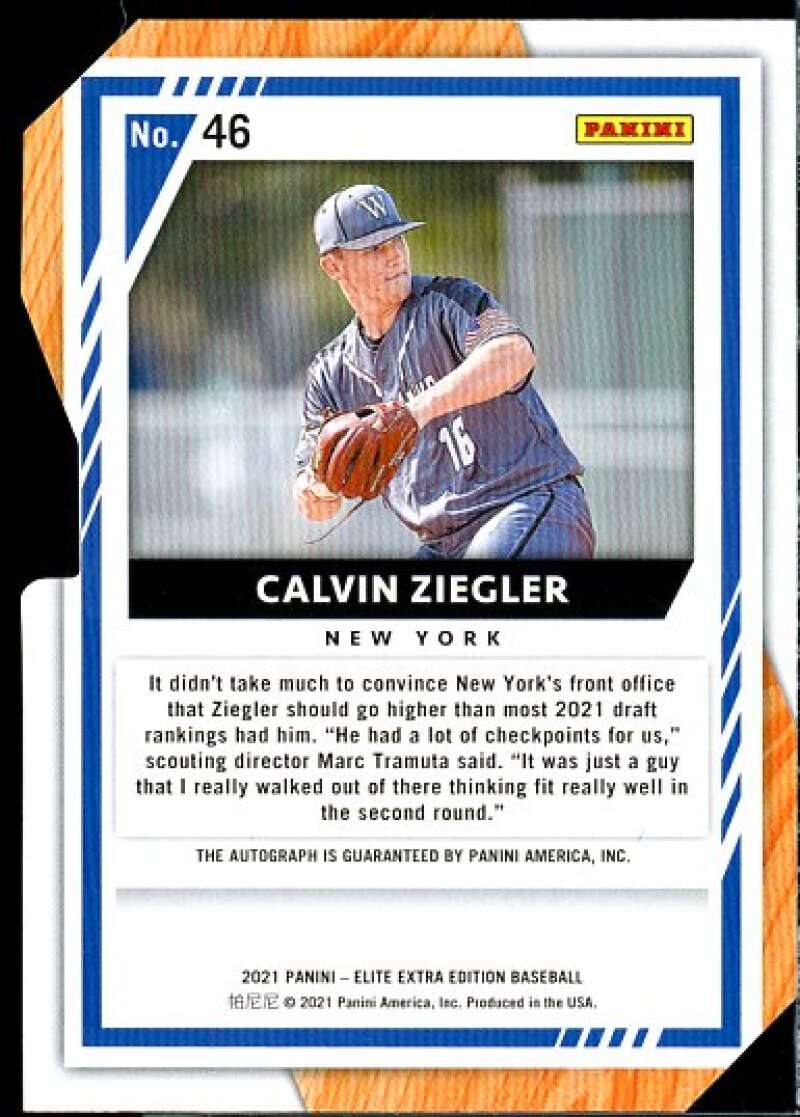 Calvin Ziegler 2021 Elite Extra Edition Signatures Aspirations Die Cut Gold #46  Image 2