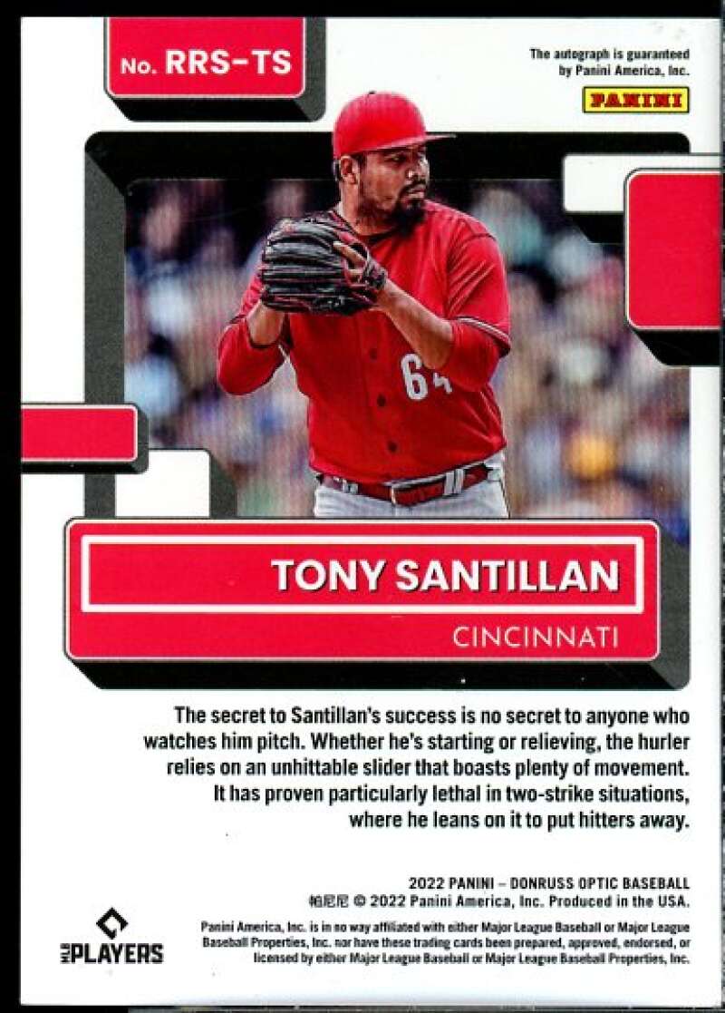 Tony Santillan Card 2022 Donruss Optic Rated Rookies Signatures #1  Image 2