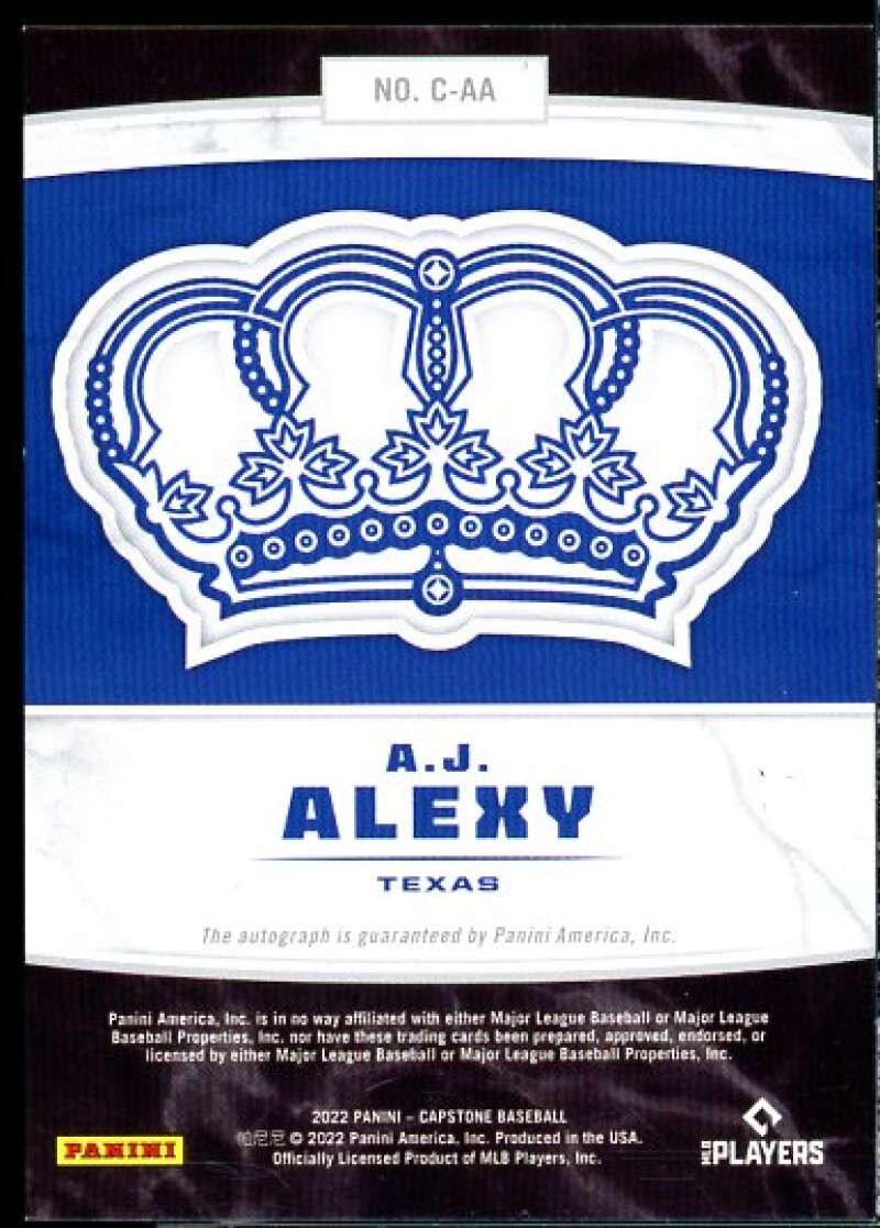 A.J. Alexy Rookie Card 2022 Panini Capstone Crown Autographs #27  Image 2