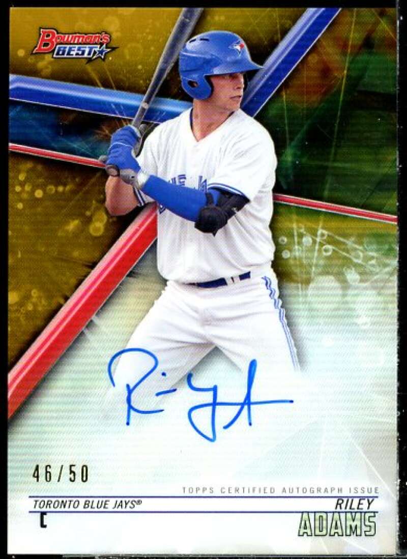 Riley Adams 2018 Bowman's Best Best of '18 Autographs Gold Refractors #B18RAD  Image 1