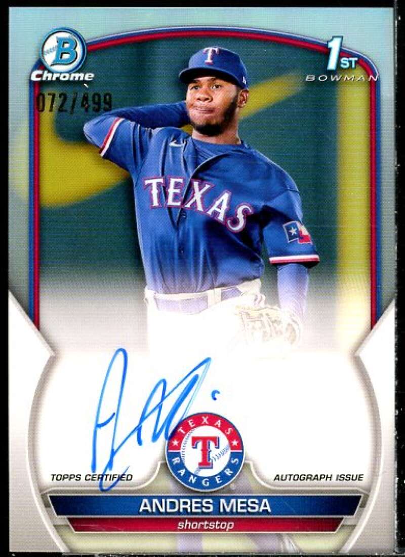 Andres Mesa Rookie 2023 Bowman Chrome Prospect Autographs Refractors #CPAAM  Image 1