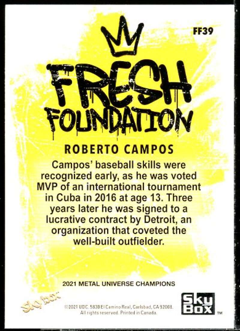 Roberto Campos Card 2021 Metal Universe Champions Fresh Foundation Copper #FF39  Image 2